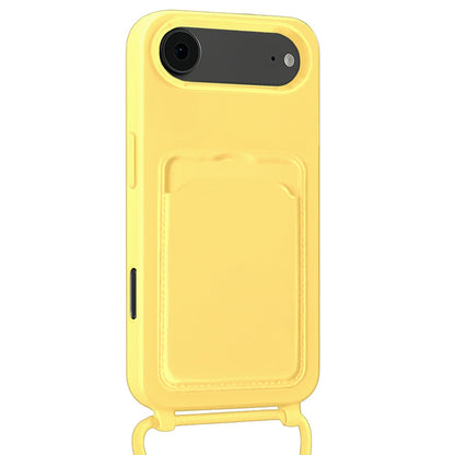 iPhone Air Hoesje Met Telefoonkoord en Pasjeshouder Siliconen - Geel