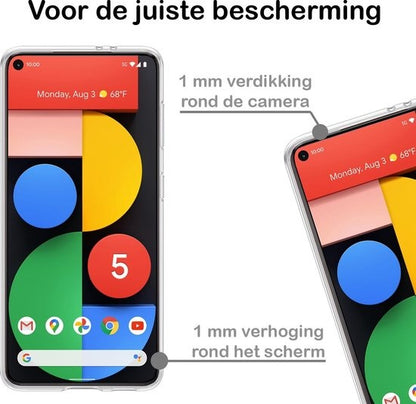 Google Pixel 5 Hoesje Siliconen Backcover Lichtgewicht - Transparant
