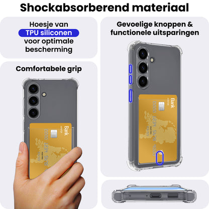Samsung S25 Plus Hoesje Kaarthouder Backcover Shockproof - Transparant