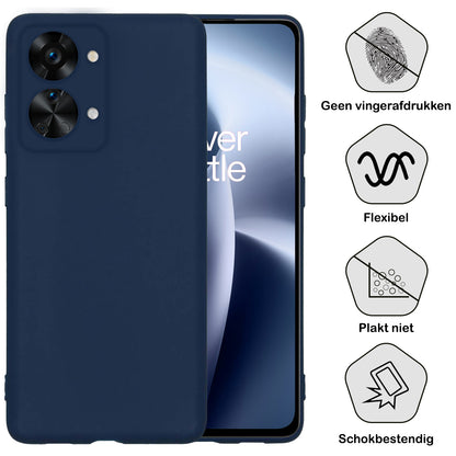 OnePlus Nord 2T Hoesje Siliconen Backcover Lichtgewicht - Donkerblauw