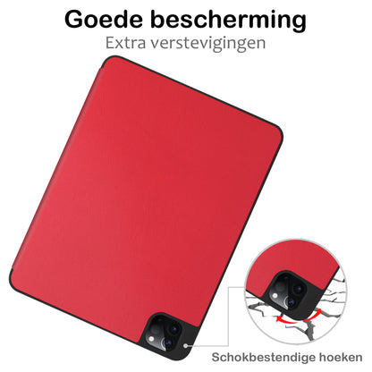 iPad Pro 2022 (12.9 inch) Trifold Bookcase Hoes met Penhouder voor Apple Pen - Rood