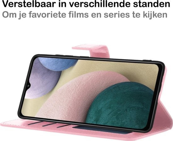 Samsung A12 Hoesje Book Case Kunstleer - Lichtroze