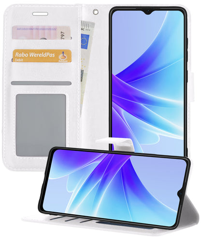 OPPO A17 Hoesje Bookcase Cover met Kaarthouder - Wit