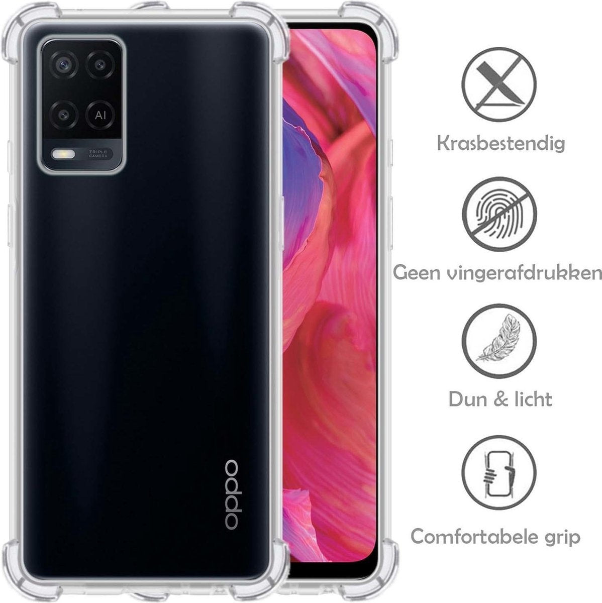 OPPO A54 Hoesje Shock Proof Siliconen - Transparant