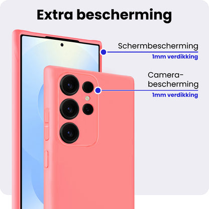 Samsung S25 Ultra Hoesje Siliconen Backcover Lichtgewicht - Licht Roze
