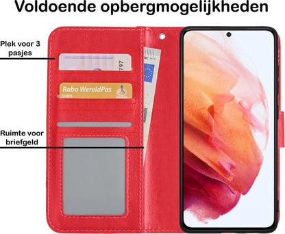 Samsung S21 Plus Hoesje Bookcase Cover met Kaarthouder - Rood