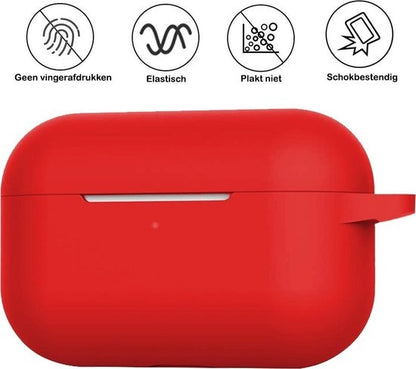 Airpods Pro Hoesje Siliconen met Clip - Rood