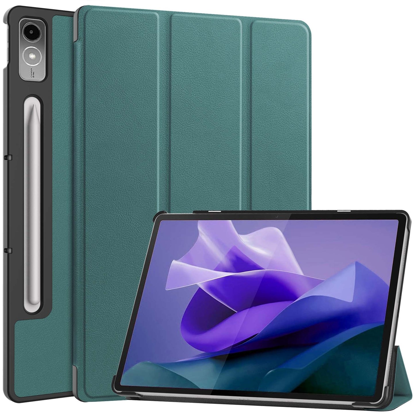 Lenovo Tab P12 Hoesje Book Case Met Lenovo Pen Uitsparing - Donkergroen