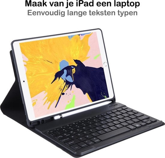 iPad 10.2 2019/2020 Hoesje Toetsenbord Case Kunstleer - Zwart