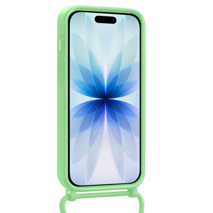 iPhone 17 Hoesje Met Telefoonkoord en Pasjeshouder Siliconen - Groen