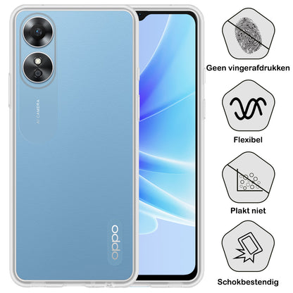 OPPO A17 Hoesje Siliconen Backcover Lichtgewicht - Transparant