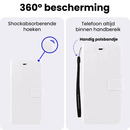 iPhone 16e Hoesje Bookcase Cover met Kaarthouder - Wit
