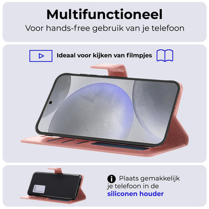 Samsung S24 Plus Hoesje Bookcase Cover met Kaarthouder - Rosé goud