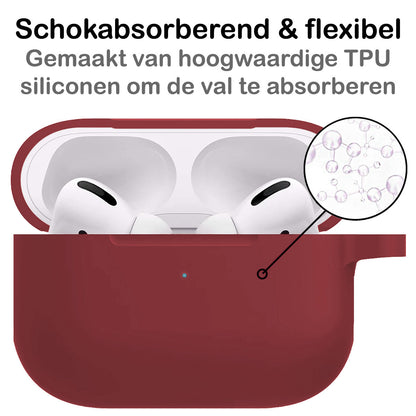 AirPods Pro 2 Hoesje Siliconen met Clip - Wijnrood