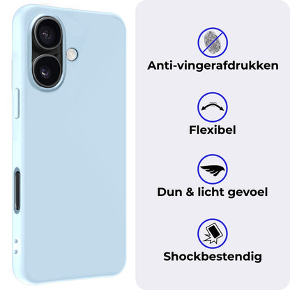iPhone 16 Plus Hoesje Siliconen Backcover Lichtgewicht - Lichtblauw