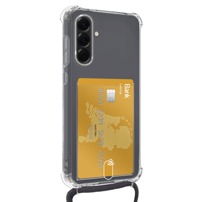 Samsung A56 Hoesje Kaarthouder met Koord Backcover Shockproof - Transparant