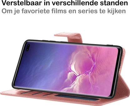 Samsung S10 Hoesje Bookcase Cover met Kaarthouder - Rosé goud