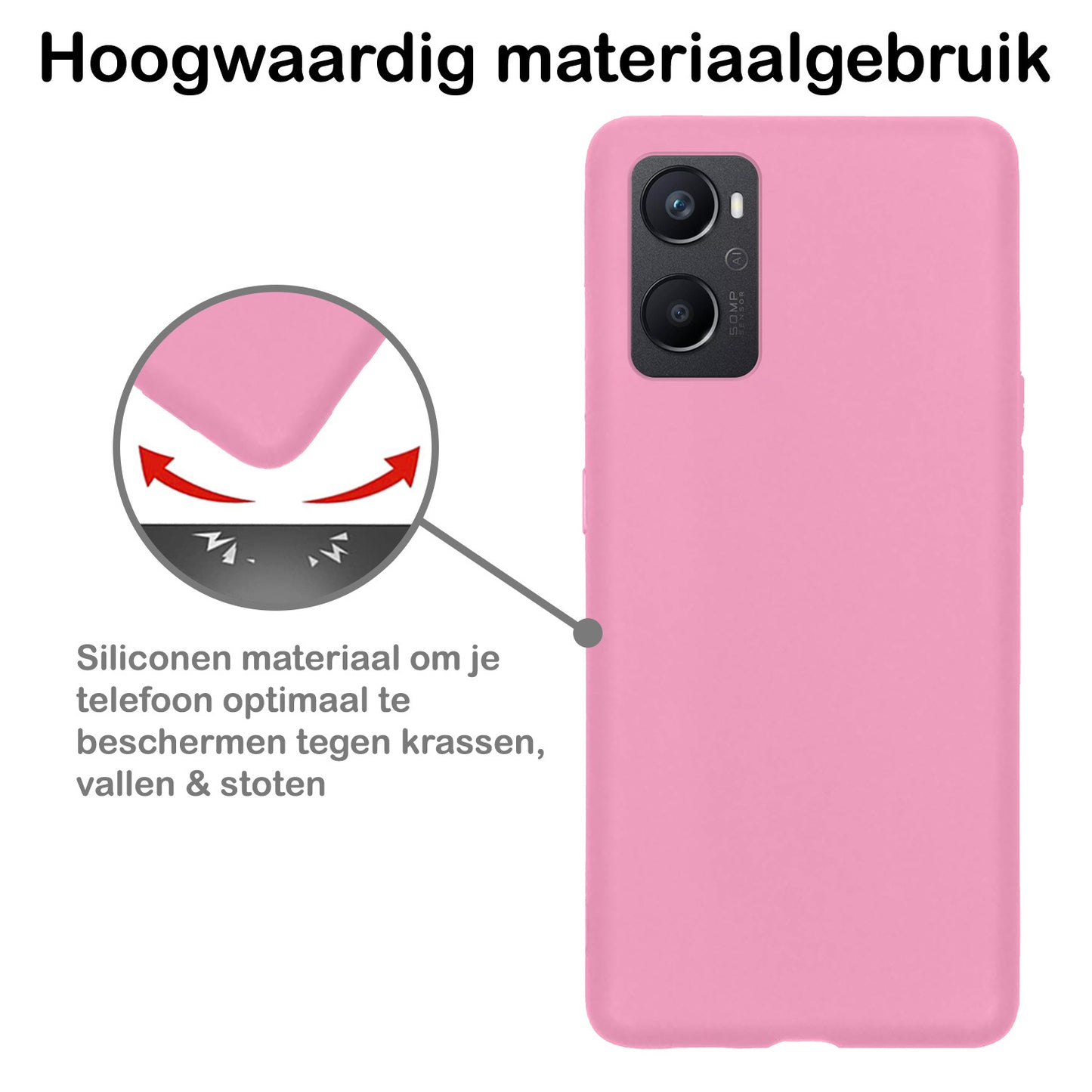 OPPO A96 Hoesje Siliconen - Lichtroze