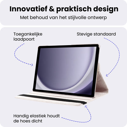 Samsung Galaxy Tab A9 Plus Trifold Bookcase Hoes 360 Graden Draaibaar - Wit