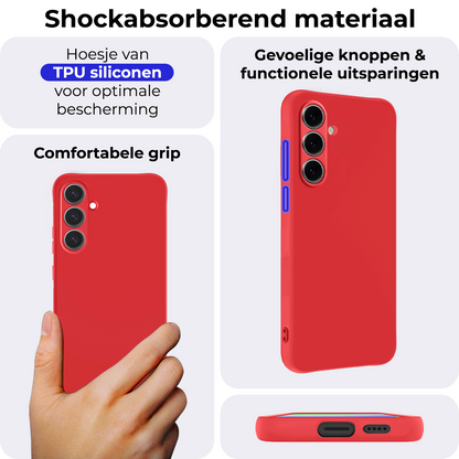 Samsung S24 FE Hoesje Siliconen Backcover Lichtgewicht - Rood