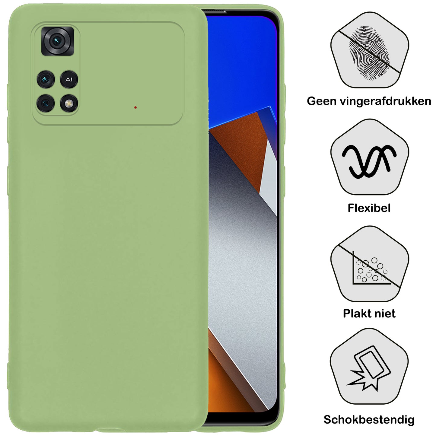 Poco M4 Pro 4G Hoesje Siliconen - Groen