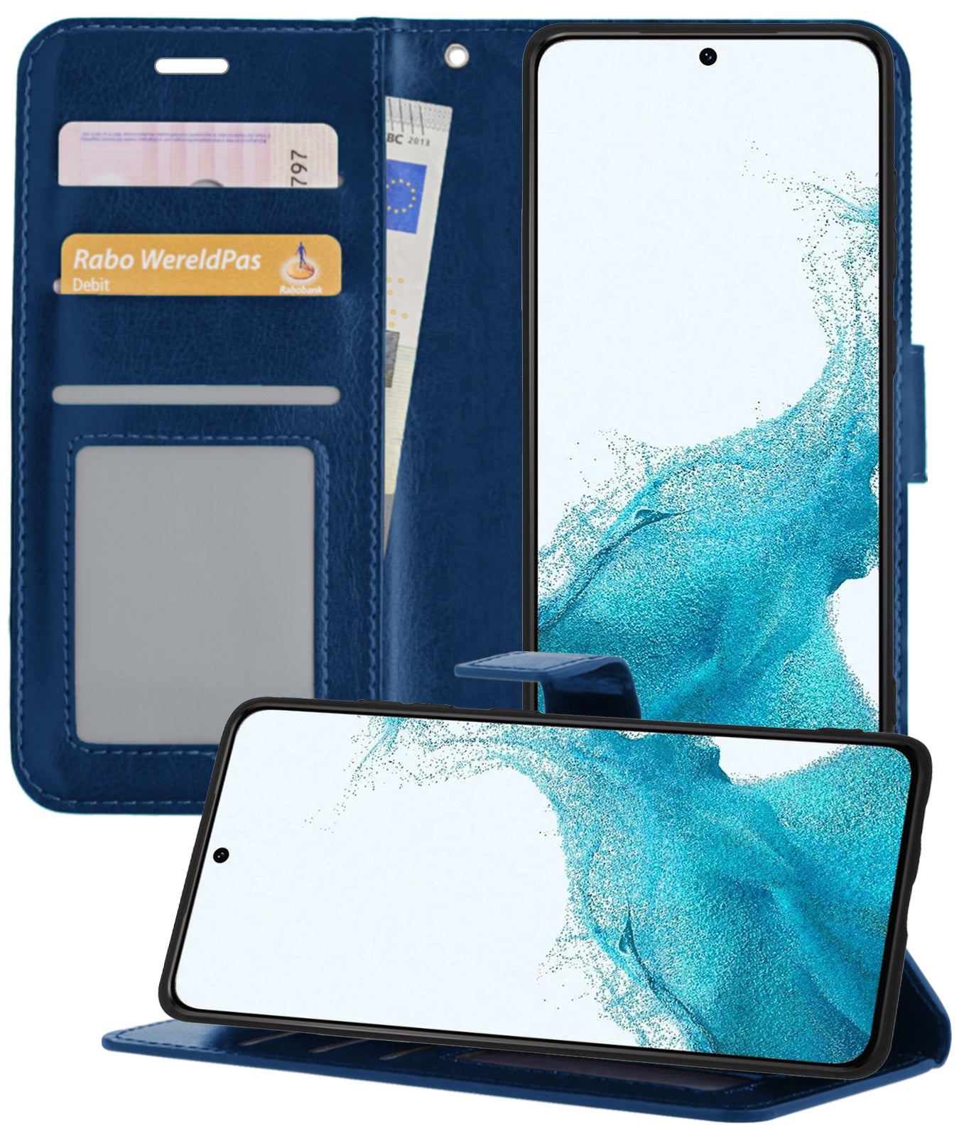 Samsung S22 Ultra Hoesje Book Case Kunstleer - Donkerblauw