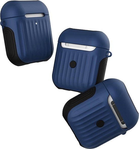 AirPods 1 Hoesje Hard Cover met Ribbels - Donkerblauw