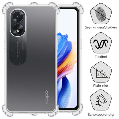 OPPO A18 Hoesje Shockproof Backcover Siliconen - Transparant