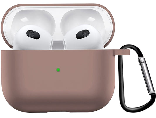 AirPods 3 Hoesje Siliconen met Clip - Beige