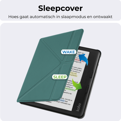 Kobo Libra Colour Trifold Bookcase Hoes - Donkergroen