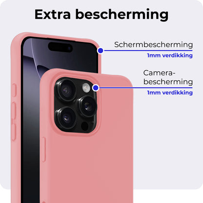 iPhone 16 Pro Max Hoesje Siliconen Backcover Lichtgewicht - Lichtroze