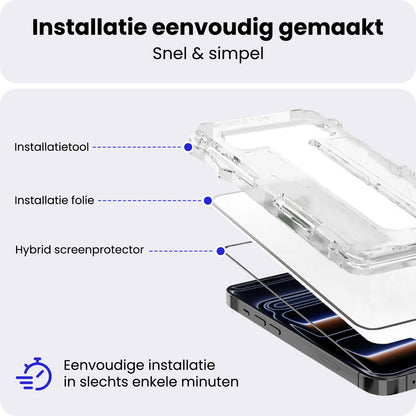 iPhone 17 Pro Screenprotector Flexibel Glas met Installatieframe