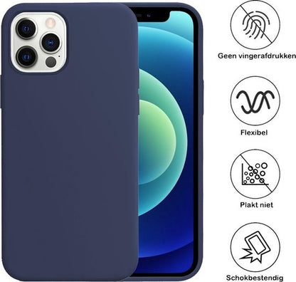 iPhone 12 Pro Hoesje Siliconen Backcover Lichtgewicht - Donkerblauw