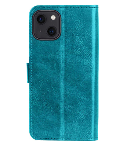 iPhone 14 Plus Hoesje Bookcase Cover met Kaarthouder - Turquoise