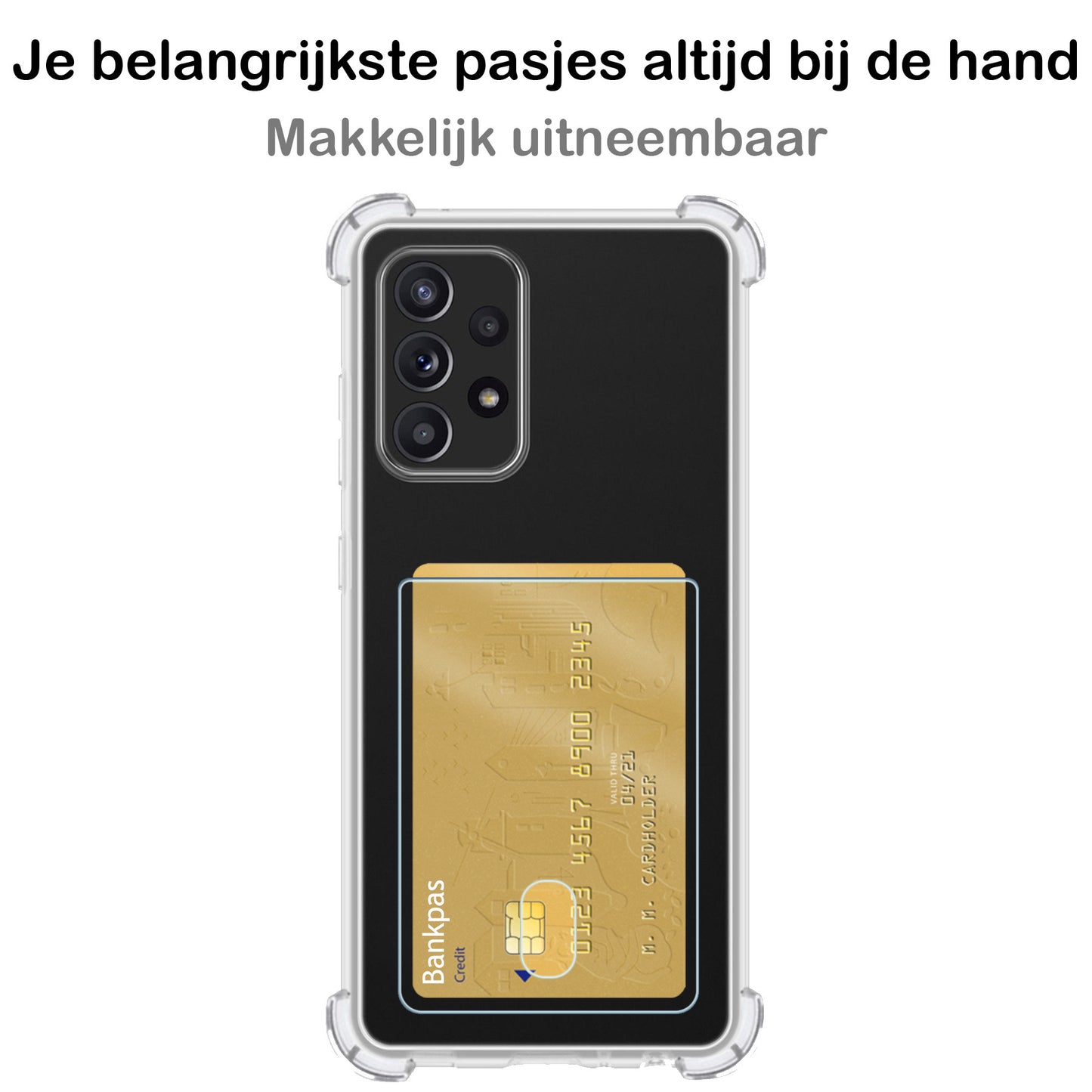 Samsung A33 Hoesje met Pasjeshouder Siliconen - Transparant