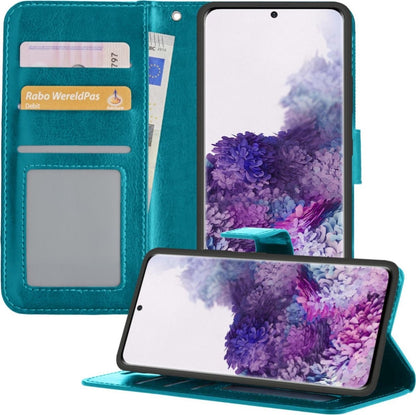 Samsung S20 Hoesje Bookcase Cover met Kaarthouder - Turquoise