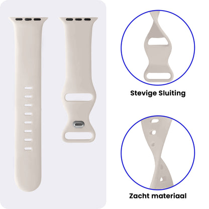Apple Watch 1, 2, 3, 4, 5, 6, 7, 8, 9, 10, 11, SE - 42/44/45/46 mm Bandje Siliconen met verstelbare polsband - Ivoor