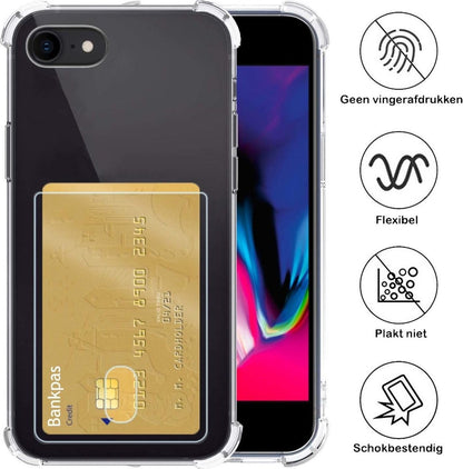 iPhone SE 2020 Hoesje Kaarthouder Backcover Shockproof - Transparant