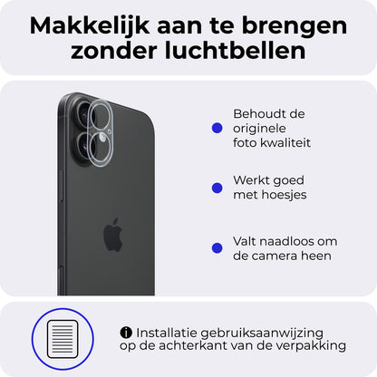iPhone 16 Plus Camera Screenprotector Gehard Glas