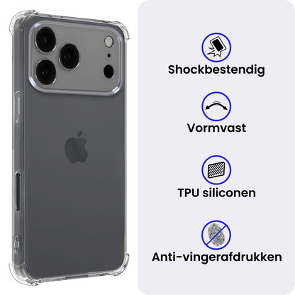 iPhone 17 Pro Hoesje Shockproof Backcover Siliconen - Transparant