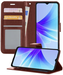 OPPO A57 Hoesje Bookcase Cover met Kaarthouder - Bruin