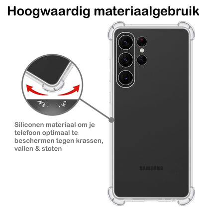 Samsung S23 Ultra Hoesje Shockproof Backcover Siliconen - Transparant