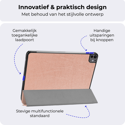 iPad Pro 2024 (13 inch) Trifold Bookcase Hoes - Rosé goud