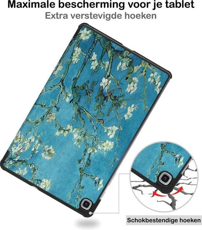 Samsung Galaxy Tab S6 Lite Trifold Bookcase Hoes - Bloesem