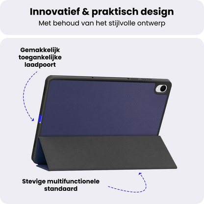 Samsung Galaxy Tab S11 Trifold Bookcase Hoes met Penhouder voor S Pen - Donkerblauw