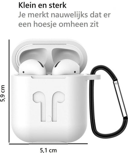 AirPods Hoesje Siliconen 3-in-1 met Clip - Wit