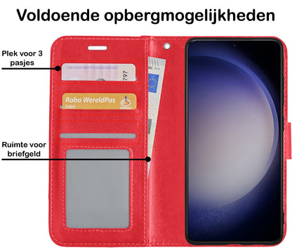 Samsung S23 Ultra Hoesje Bookcase Cover met Kaarthouder - Rood