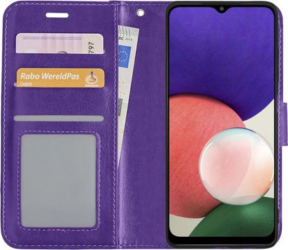 Samsung A22 5G Hoesje Bookcase Cover met Kaarthouder - Paars