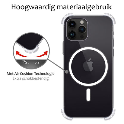 iPhone 15 Pro Hoesje Geschikt voor Magsafe Backcover Shockproof - Transparant