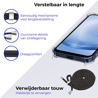 Samsung A25 Hoesje met Koord Backcover Shockproof - Transparant